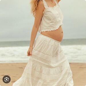 Hatch Cream Lace Maxi Skirt and matching crop top